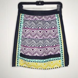 Nanette Lepore Skirt Denim Silk Linen Blend